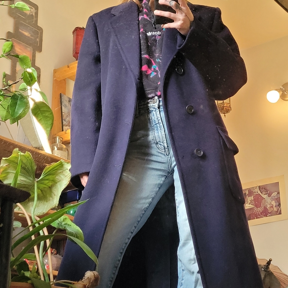D. & E. Dalton Cashmere Long Vintage Peacoat Navy Blue Made In England - M - Picture 2 of 11